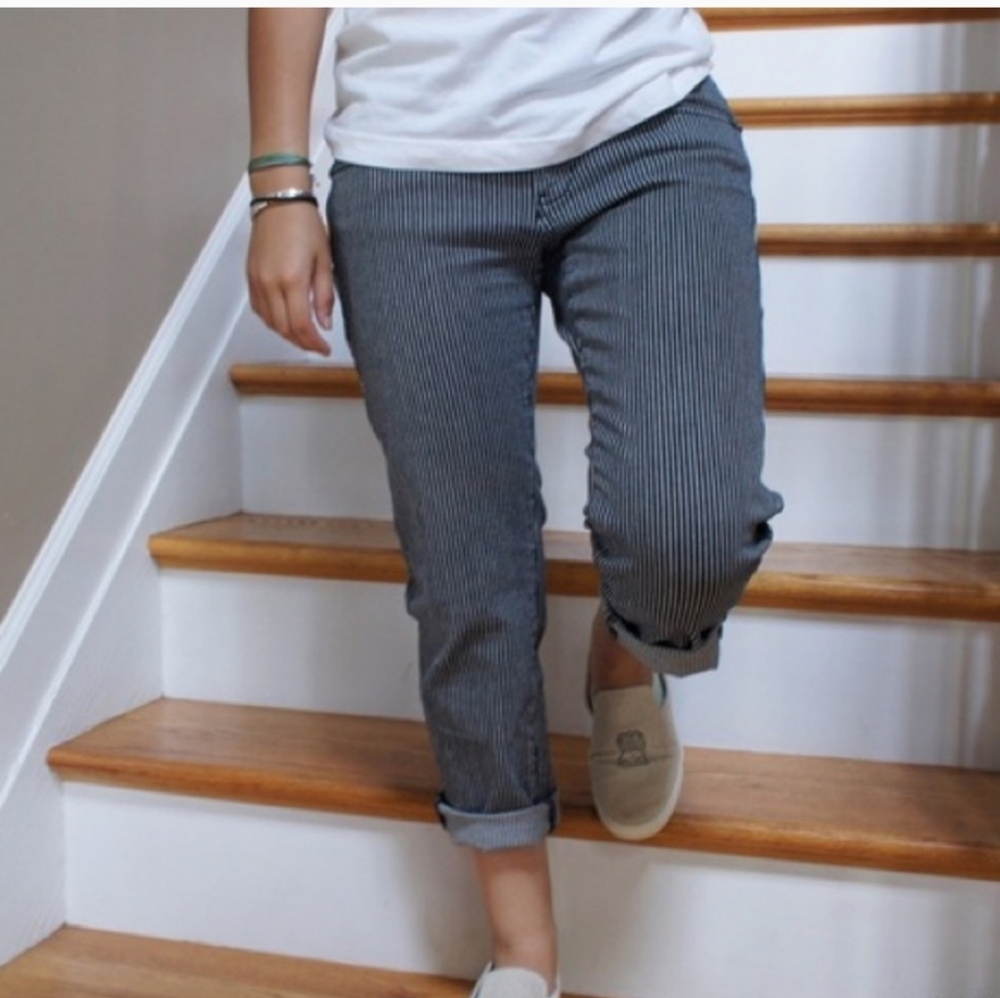 CABI Striped Railroad Train Conductor Jeans Pants